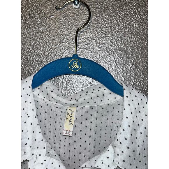 Free People Sheer Polka Dot Ruffle Blouse M – Flirty, Feminine & Effortless! - Picture 9 of 12